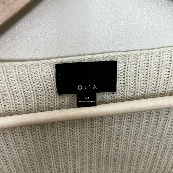OLIA • Cream Knit Deep V-Neck Sweater - Picture 3 of 5
